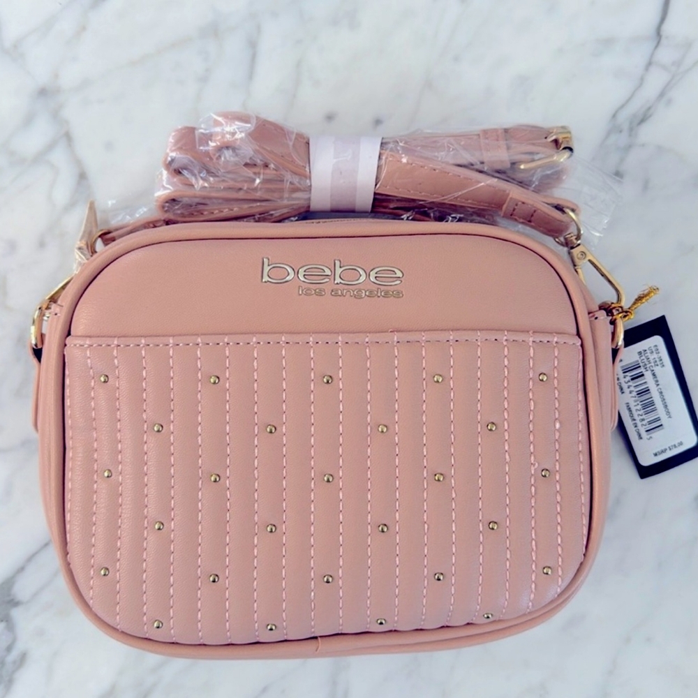 Bebe Blush Crossbody Bag with Gold Accents